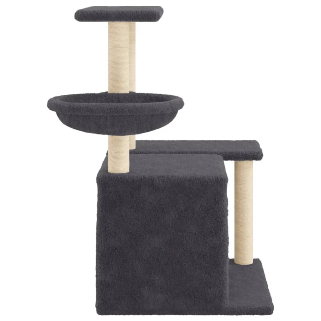 Glamorous Pups : vidaXL Cat Tree Dark grey Engineered wood, plush, sisal Medium Durable