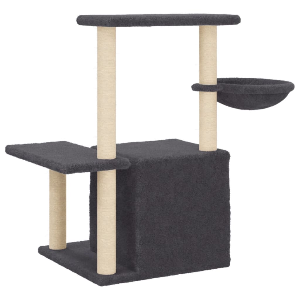 Glamorous Pups : vidaXL Cat Tree Dark grey Engineered wood, plush, sisal Medium Durable