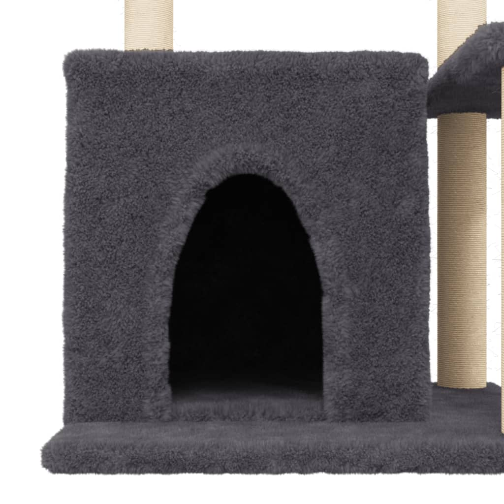 Glamorous Pups : vidaXL Cat Tree Dark grey Engineered wood, plush, sisal Medium Durable