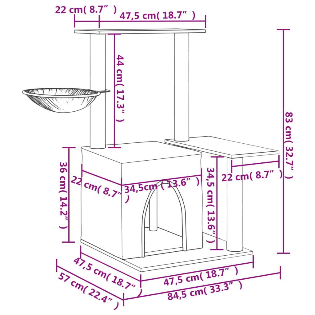 Glamorous Pups : vidaXL Cat Tree Dark grey Engineered wood, plush, sisal Medium Durable