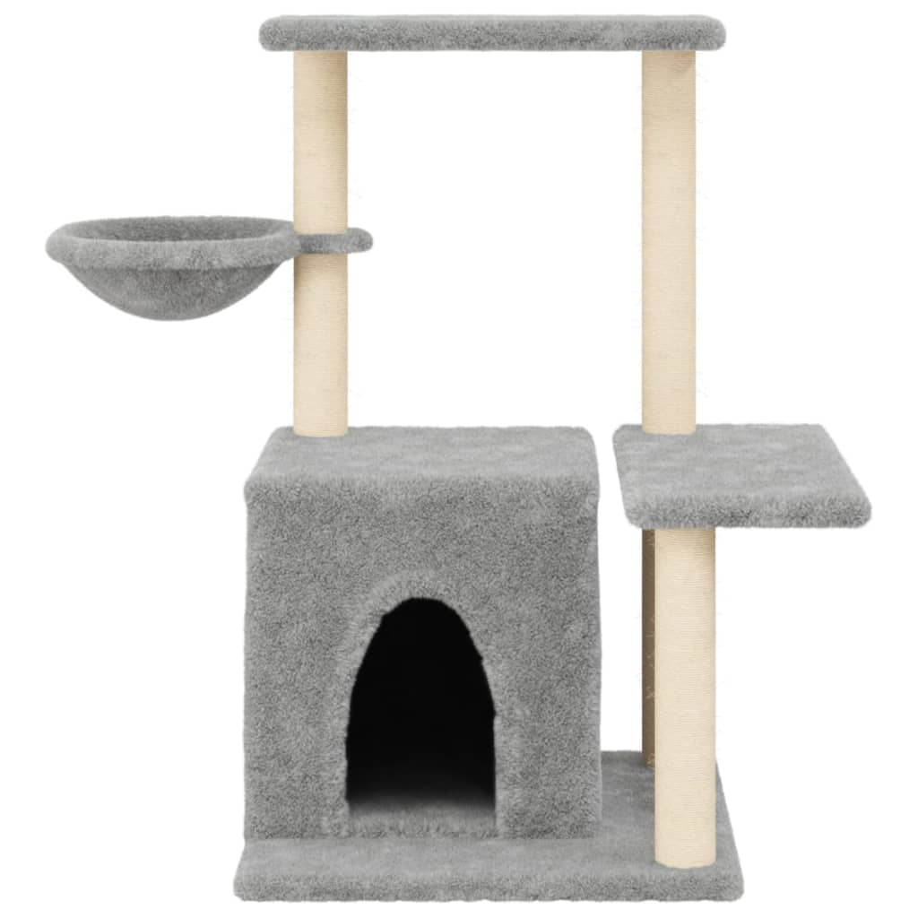 Glamorous Pups : vidaXL Cat Tree Light grey Engineered wood, plush, sisal 32.7 in Modern