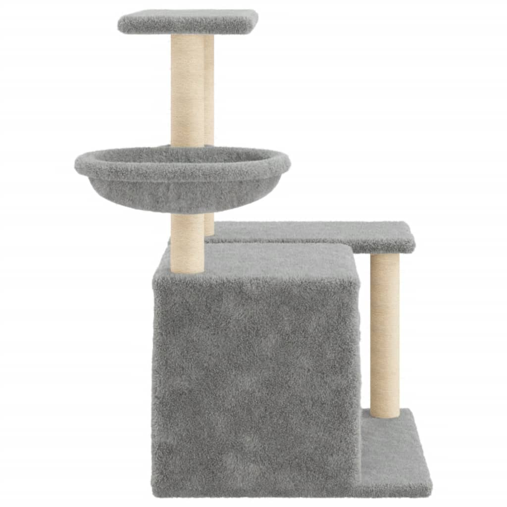 Glamorous Pups : vidaXL Cat Tree Light grey Engineered wood, plush, sisal 32.7 in Modern