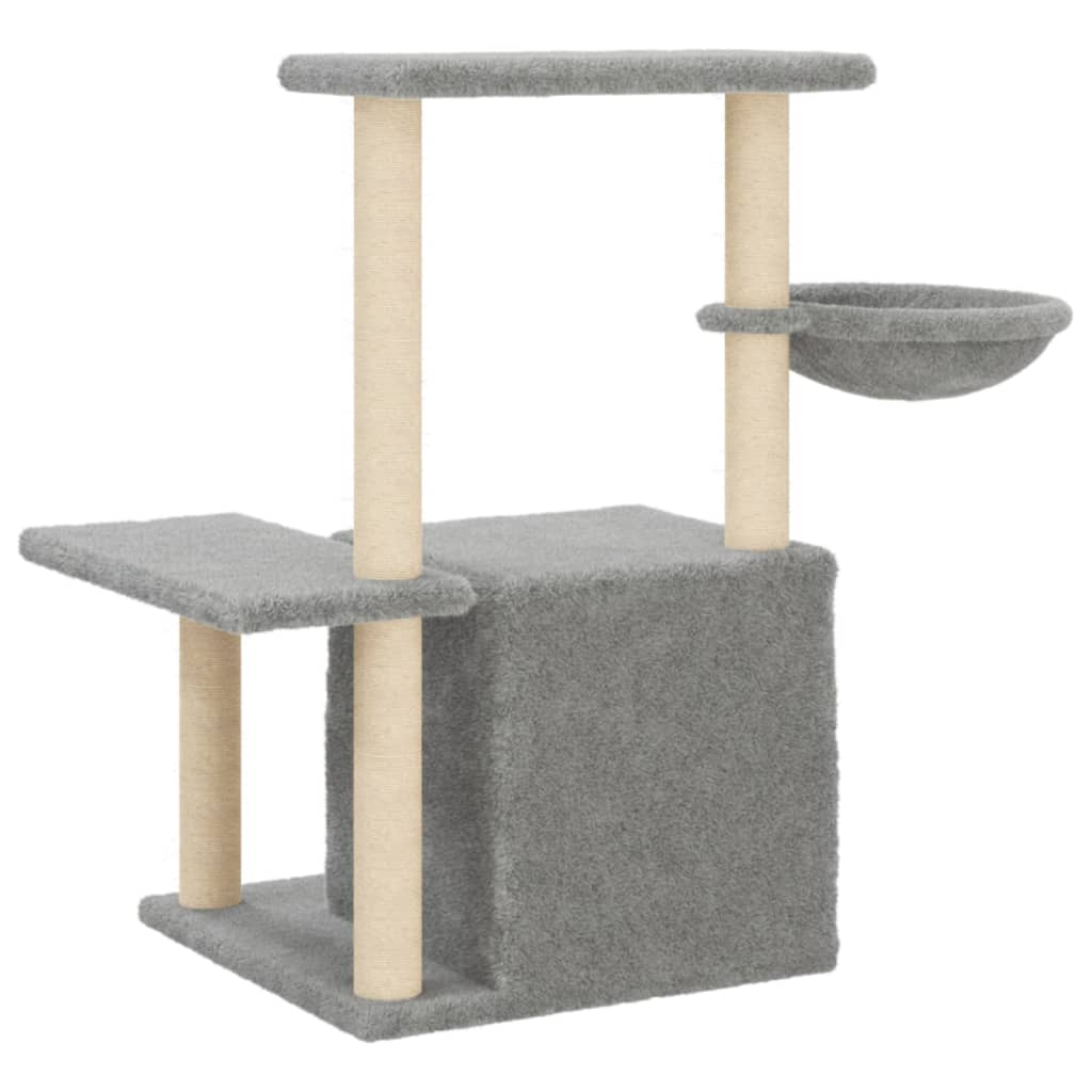 Glamorous Pups : vidaXL Cat Tree Light grey Engineered wood, plush, sisal 32.7 in Modern