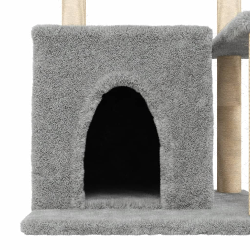 Glamorous Pups : vidaXL Cat Tree Light grey Engineered wood, plush, sisal 32.7 in Modern