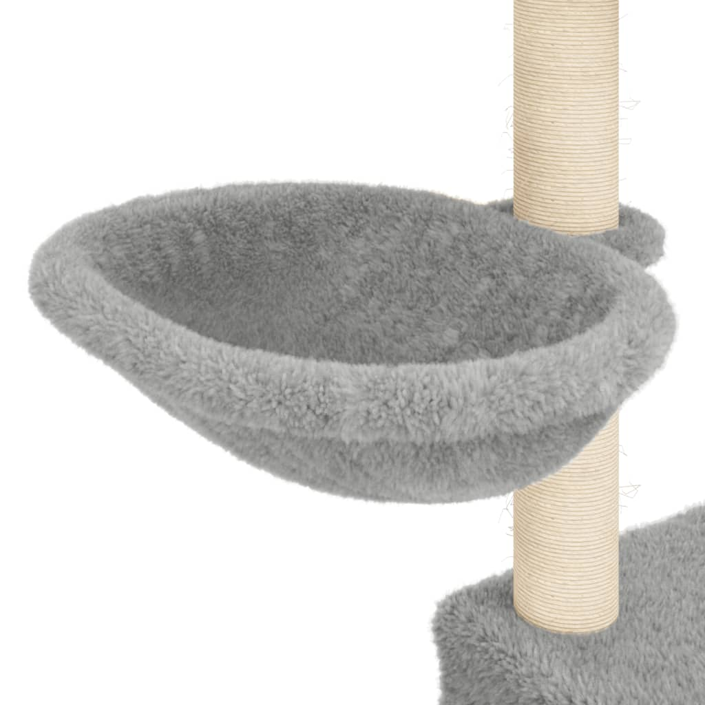 Glamorous Pups : vidaXL Cat Tree Light grey Engineered wood, plush, sisal 32.7 in Modern
