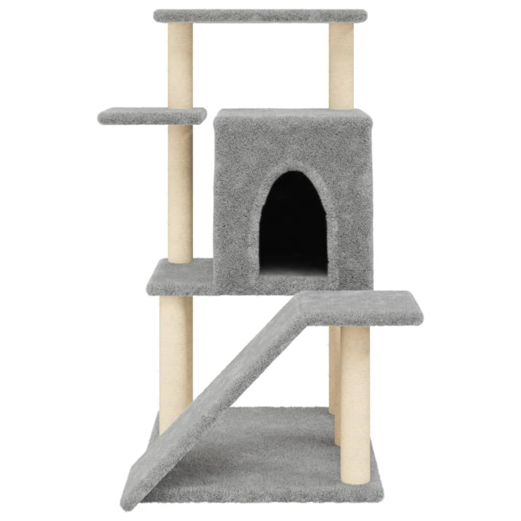 Glamorous Pups : vidaXL Cat Tree Light grey Engineered wood, Plush, Sisal 38.2 in, Medium