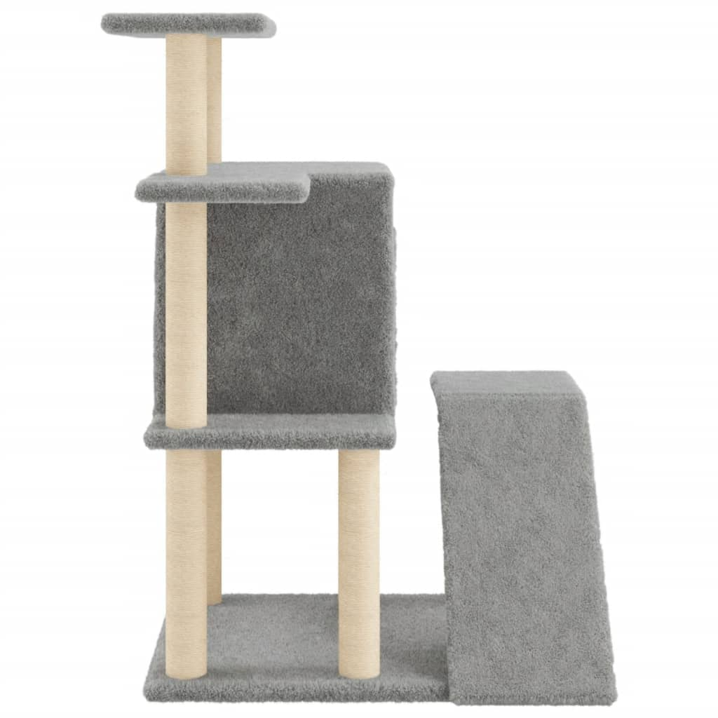 Glamorous Pups : vidaXL Cat Tree Light grey Engineered wood, Plush, Sisal 38.2 in, Medium