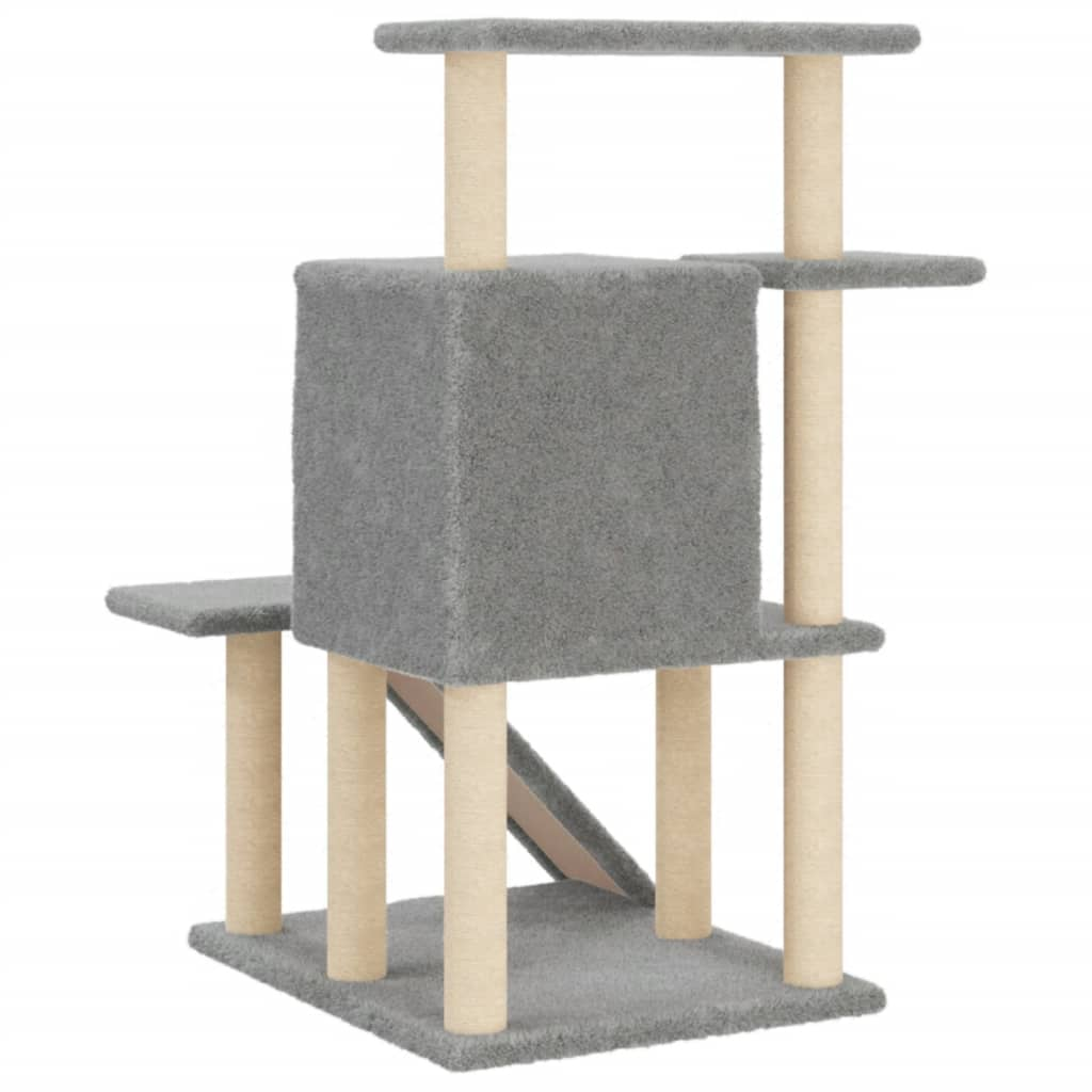 Glamorous Pups : vidaXL Cat Tree Light grey Engineered wood, Plush, Sisal 38.2 in, Medium