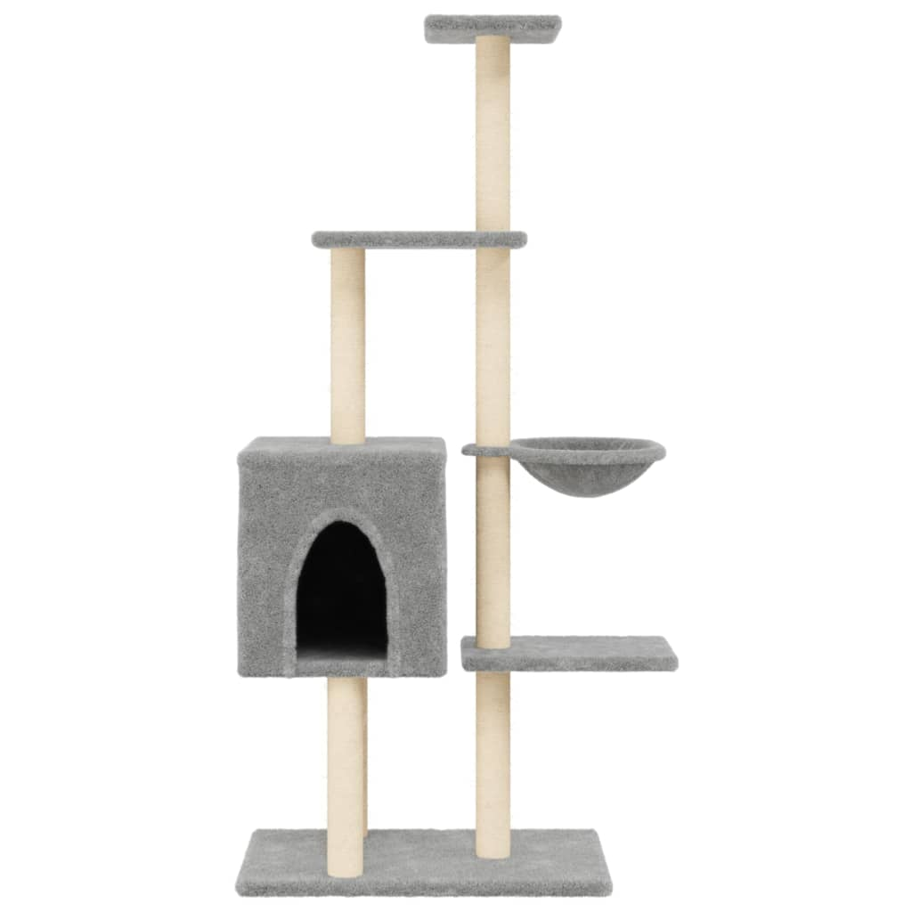 Glamorous Pups : vidaXL Cat Tree Light grey Engineered wood, plush, sisal 57.1 in tall