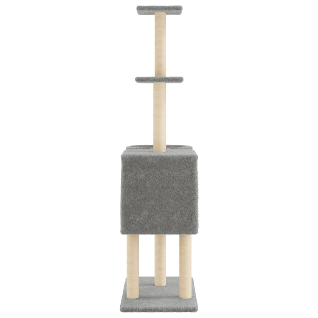 Glamorous Pups : vidaXL Cat Tree Light grey Engineered wood, plush, sisal 57.1 in tall