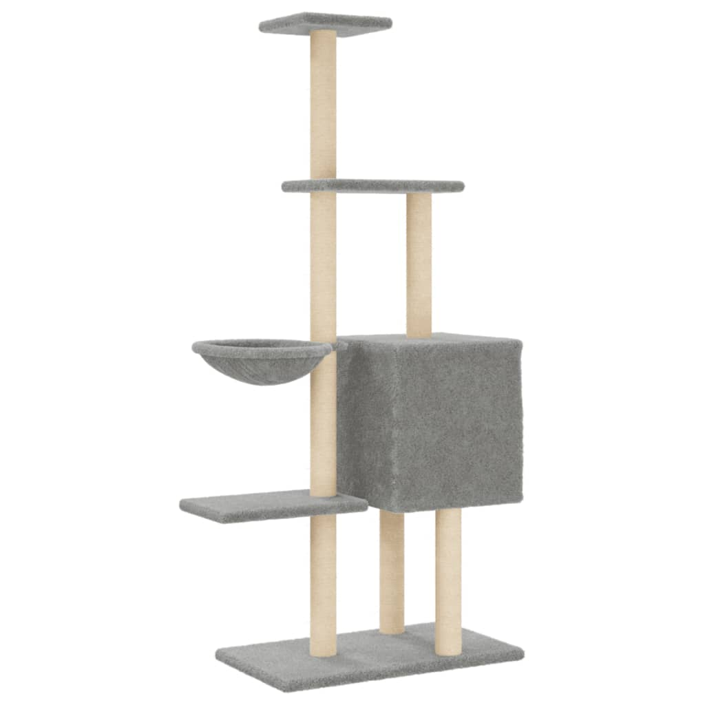 Glamorous Pups : vidaXL Cat Tree Light grey Engineered wood, plush, sisal 57.1 in tall