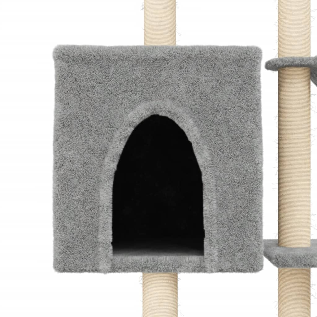 Glamorous Pups : vidaXL Cat Tree Light grey Engineered wood, plush, sisal 57.1 in tall