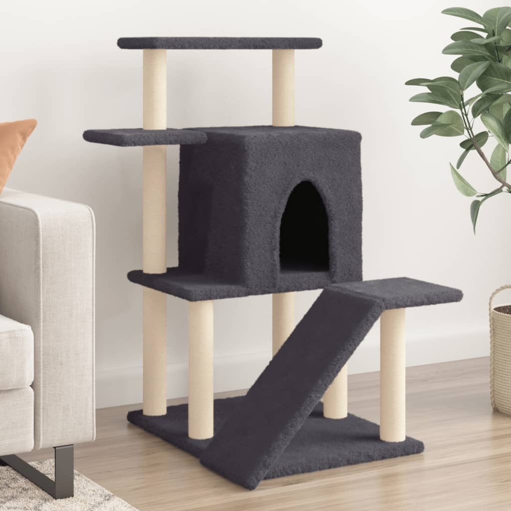 Glamorous Pups : vidaXL Cat Tree Dark grey Engineered wood 38.2 in tall Modern Cat Tree