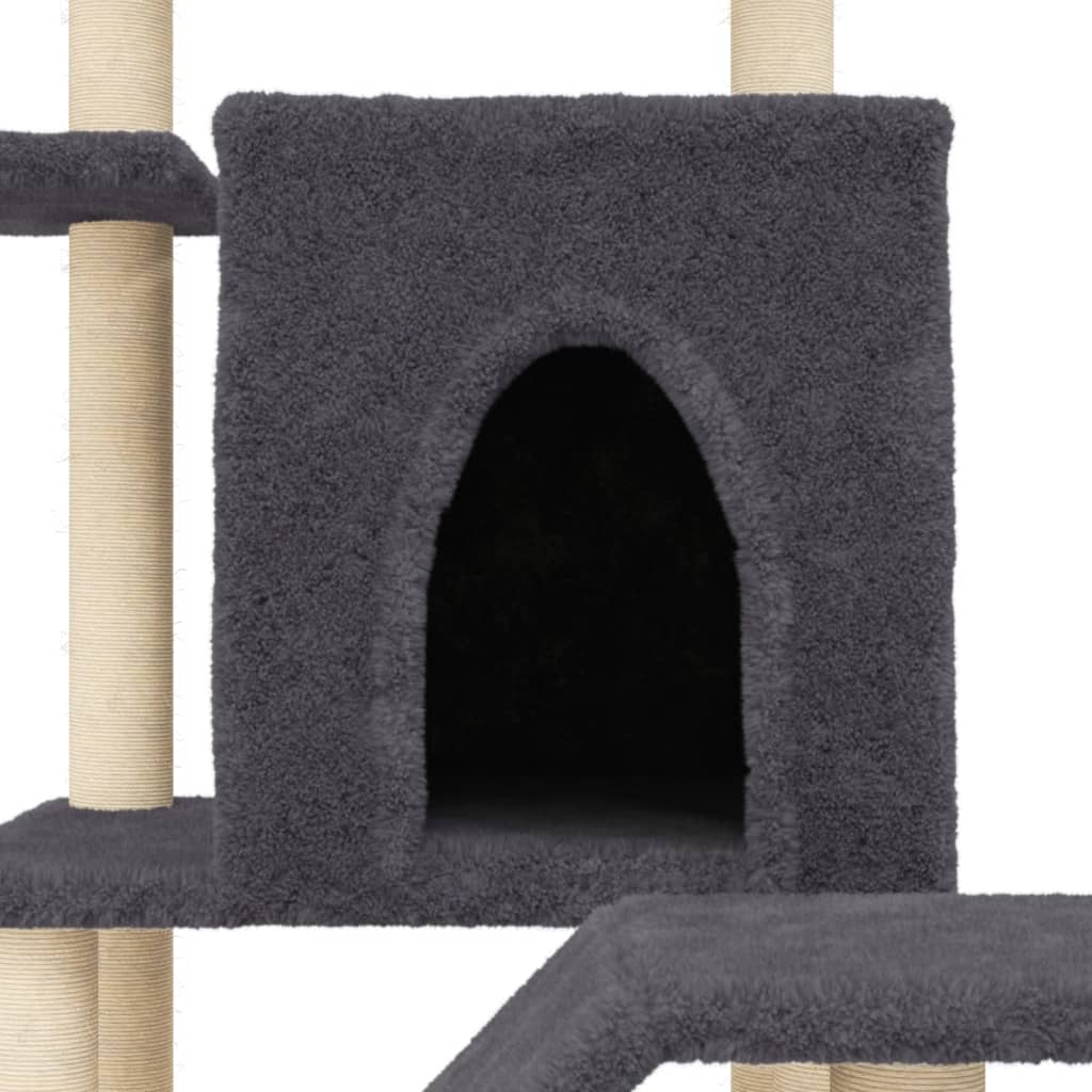 Glamorous Pups : vidaXL Cat Tree Dark grey Engineered wood 38.2 in tall Modern Cat Tree