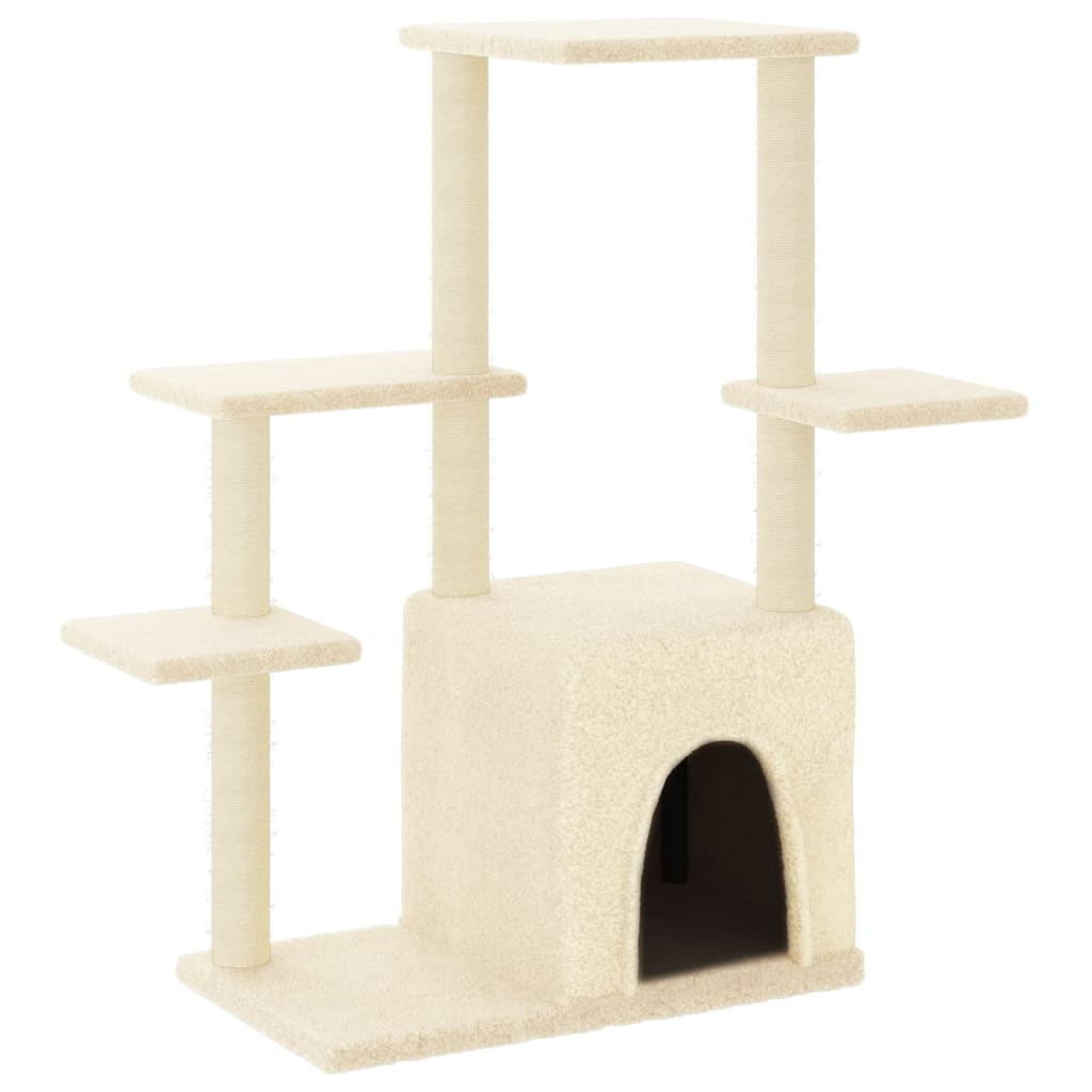 Glamorous Pups : vidaXL Cat Tree Cream Engineered wood, plush, sisal 38.4 in Modern