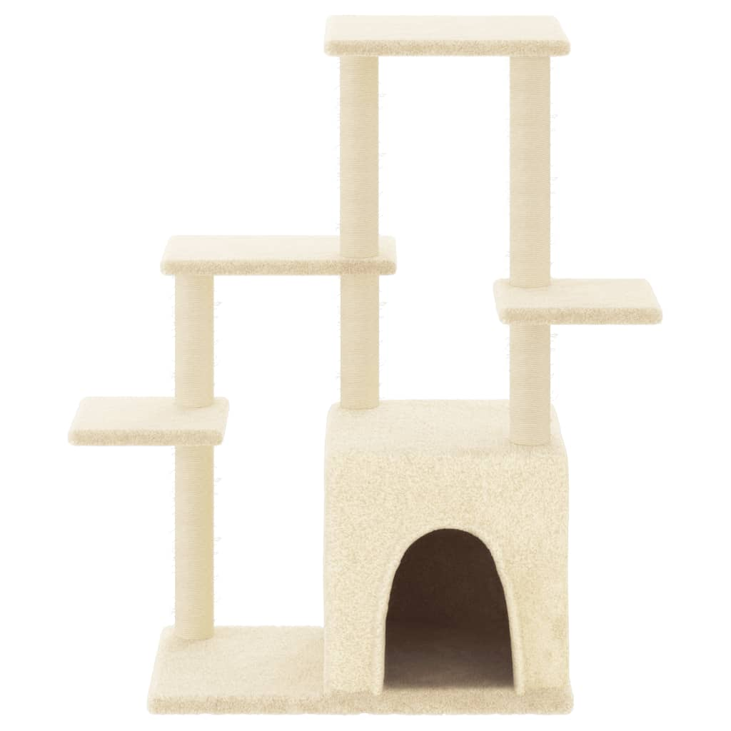 Glamorous Pups : vidaXL Cat Tree Cream Engineered wood, plush, sisal 38.4 in Modern