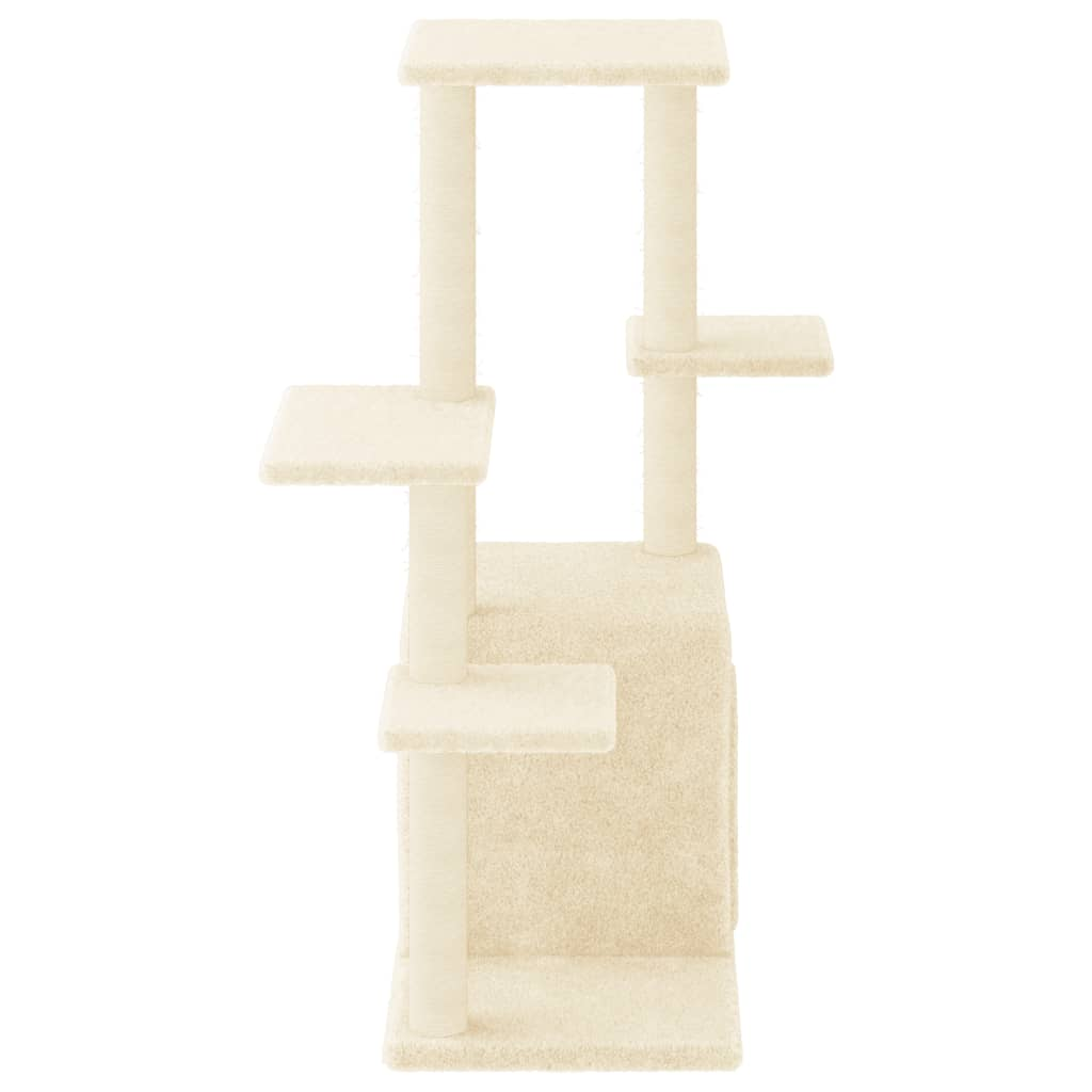 Glamorous Pups : vidaXL Cat Tree Cream Engineered wood, plush, sisal 38.4 in Modern