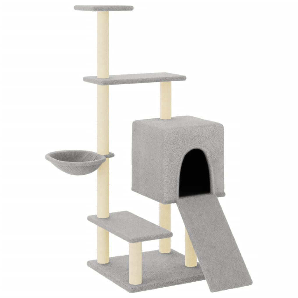 Glamorous Pups : vidaXL Cat Tree Light Grey Engineered Wood 51.4 in Modern Cat Tree