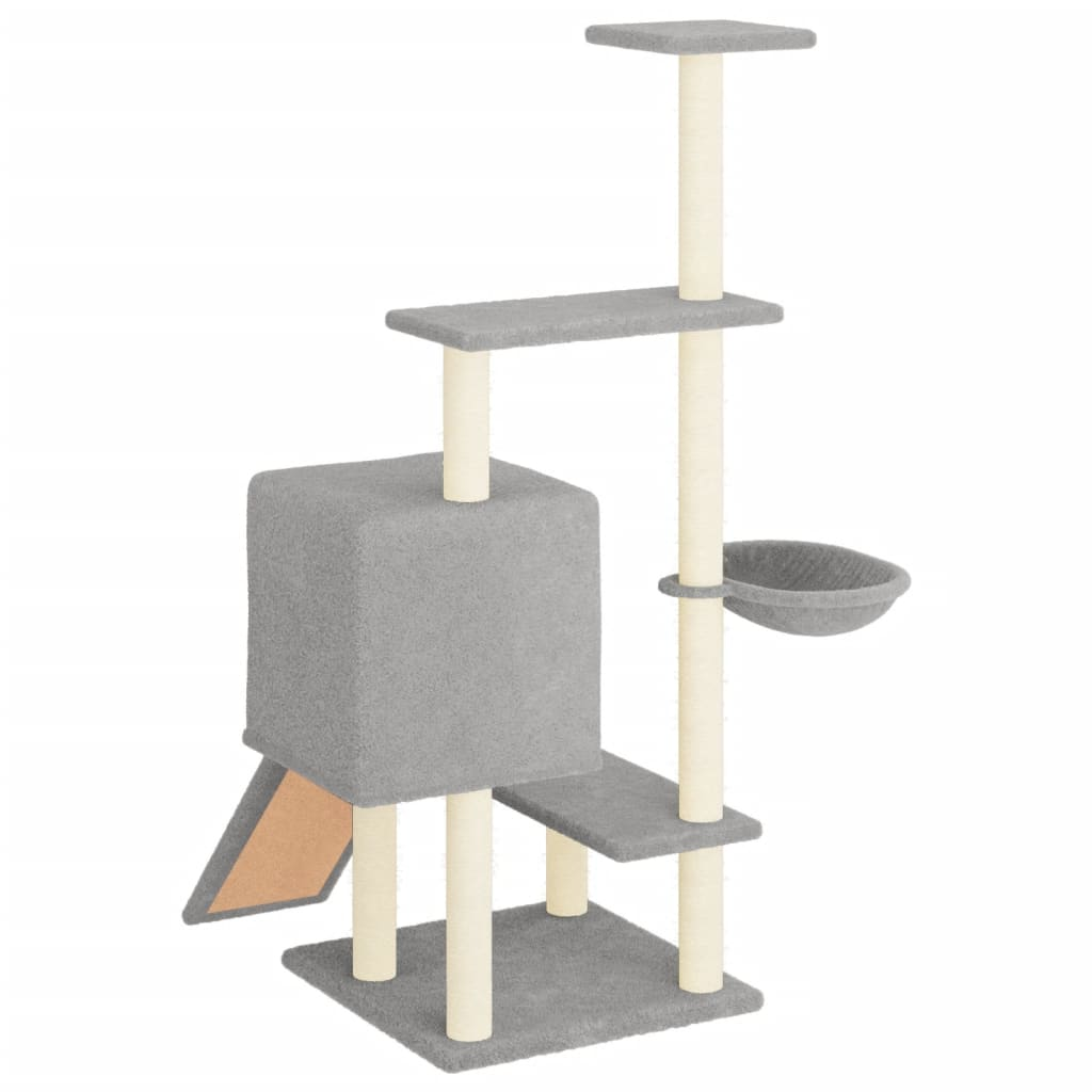 Glamorous Pups : vidaXL Cat Tree Light Grey Engineered Wood 51.4 in Modern Cat Tree