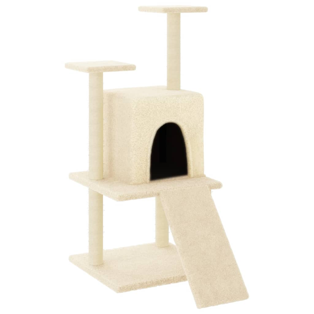 Glamorous Pups : vidaXL Cat Tree Cream Engineered wood, plush, sisal Medium Durable