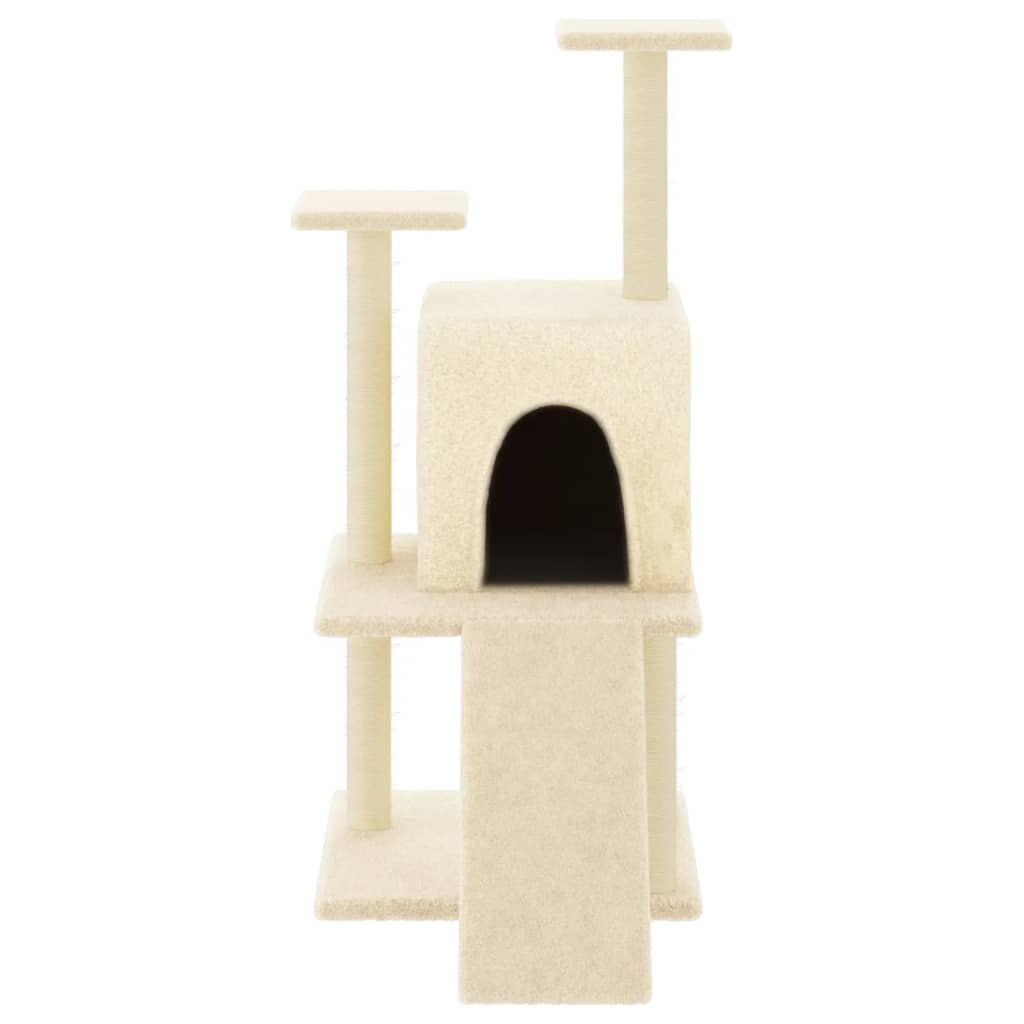 Glamorous Pups : vidaXL Cat Tree Cream Engineered wood, plush, sisal Medium Durable