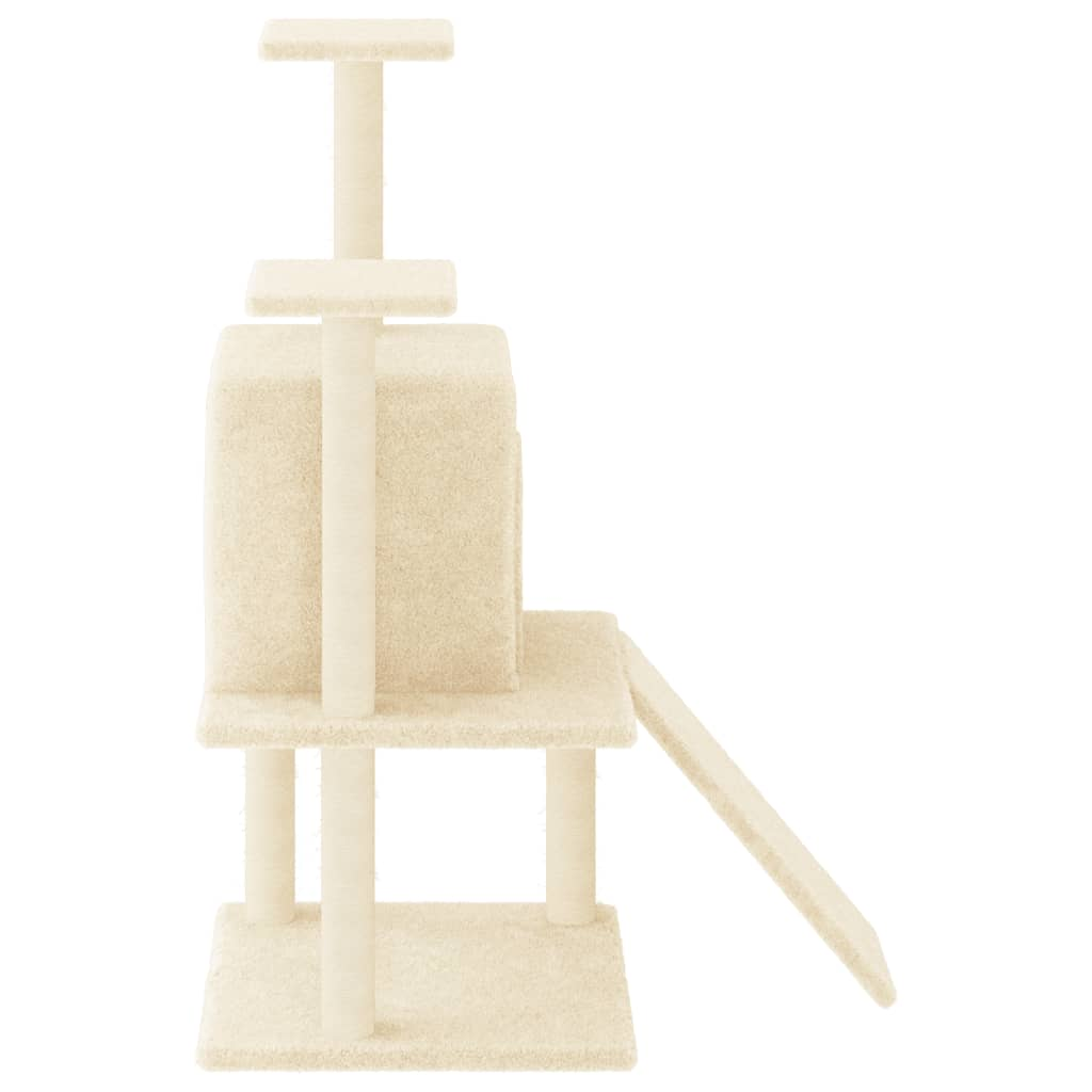 Glamorous Pups : vidaXL Cat Tree Cream Engineered wood, plush, sisal Medium Durable
