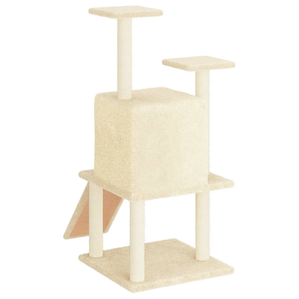Glamorous Pups : vidaXL Cat Tree Cream Engineered wood, plush, sisal Medium Durable