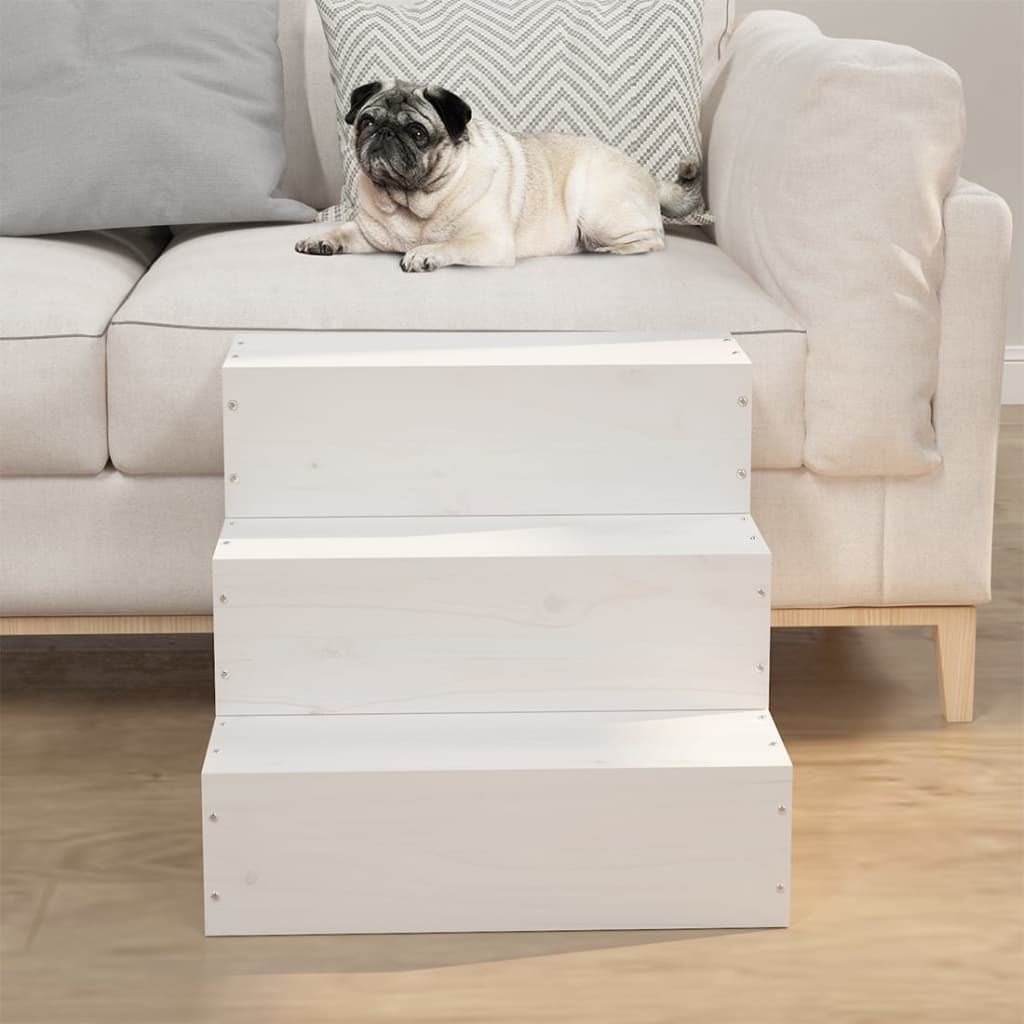 Glamorous Pups : vidaXL Pet Stair White 15.7x14.8x13.8" Solid Wood Pine