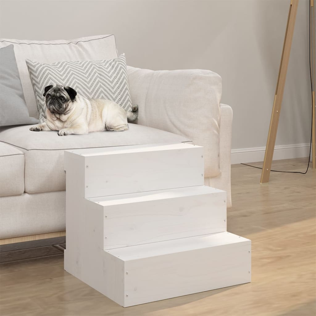 Glamorous Pups : vidaXL Pet Stair White 15.7x14.8x13.8" Solid Wood Pine