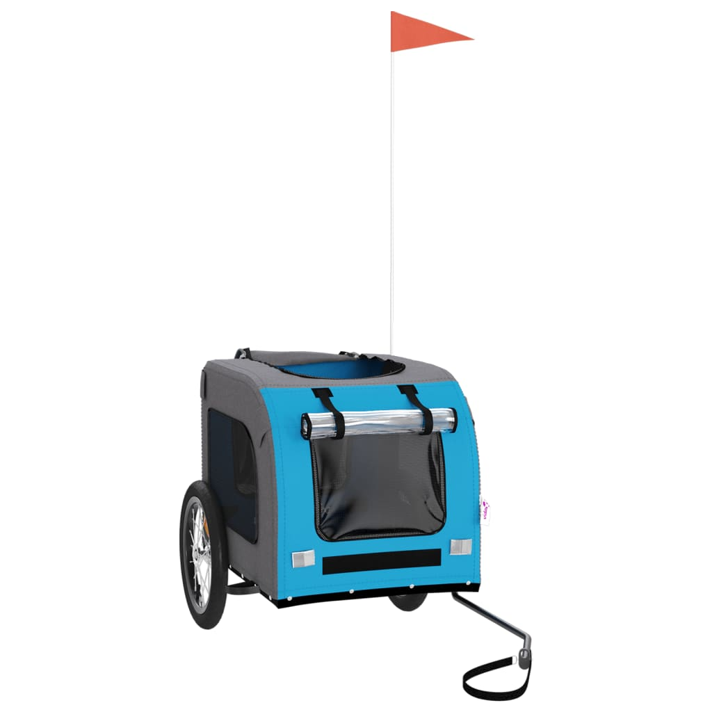 Glamorous Pups : vidaXL Pet Bike Trailer Blue and Grey Oxford fabric, Iron, PVC Small