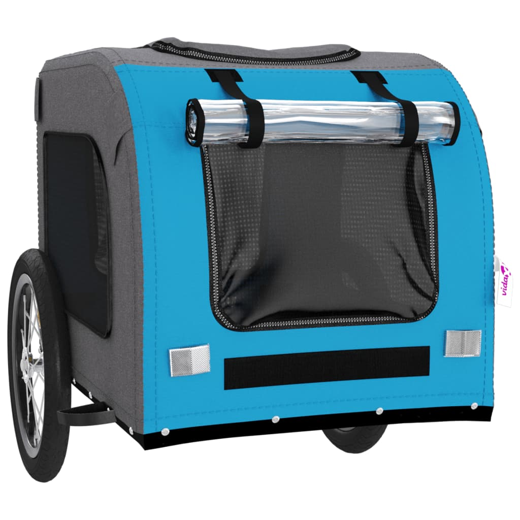 Glamorous Pups : vidaXL Pet Bike Trailer Blue and Grey Oxford fabric, Iron, PVC Small