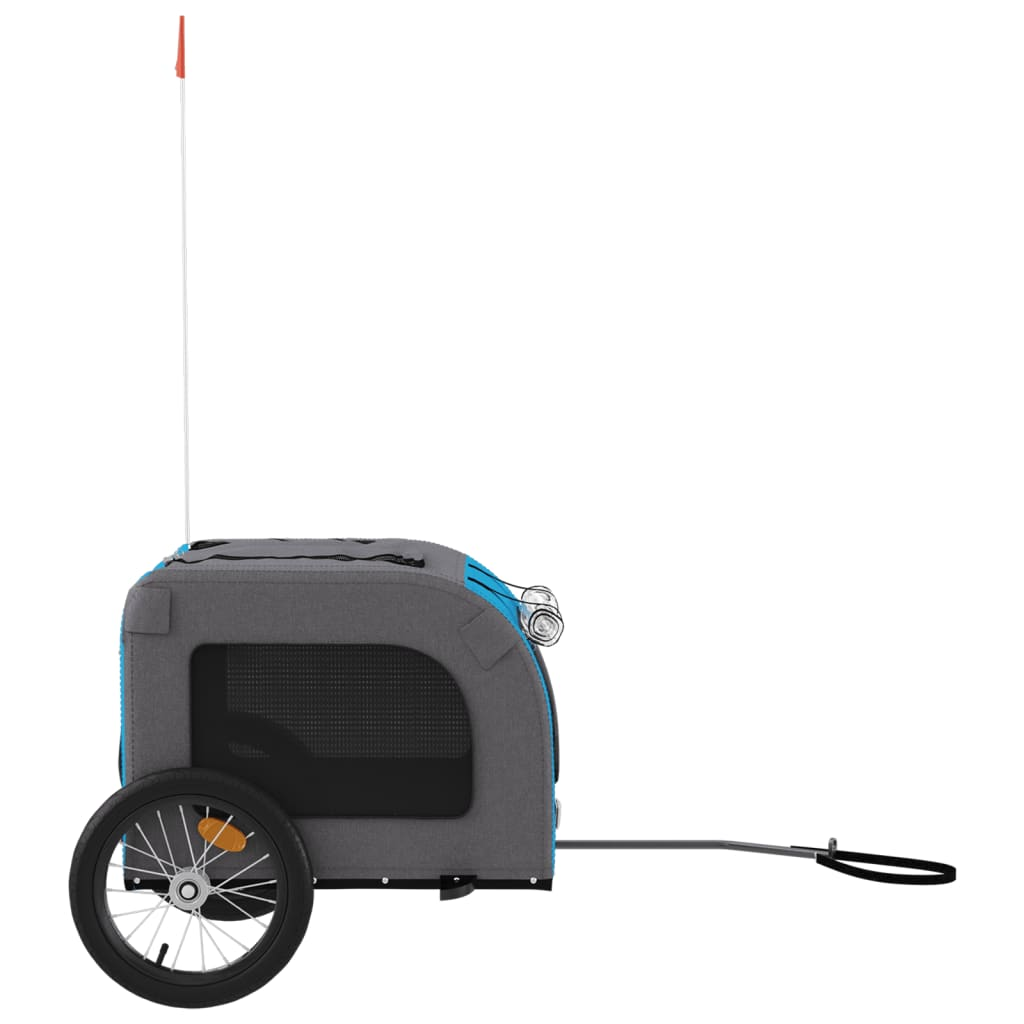 Glamorous Pups : vidaXL Pet Bike Trailer Blue and Grey Oxford fabric, Iron, PVC Small