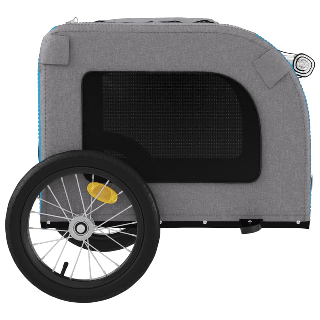 Glamorous Pups : vidaXL Pet Bike Trailer Blue and Grey Oxford fabric, Iron, PVC Small