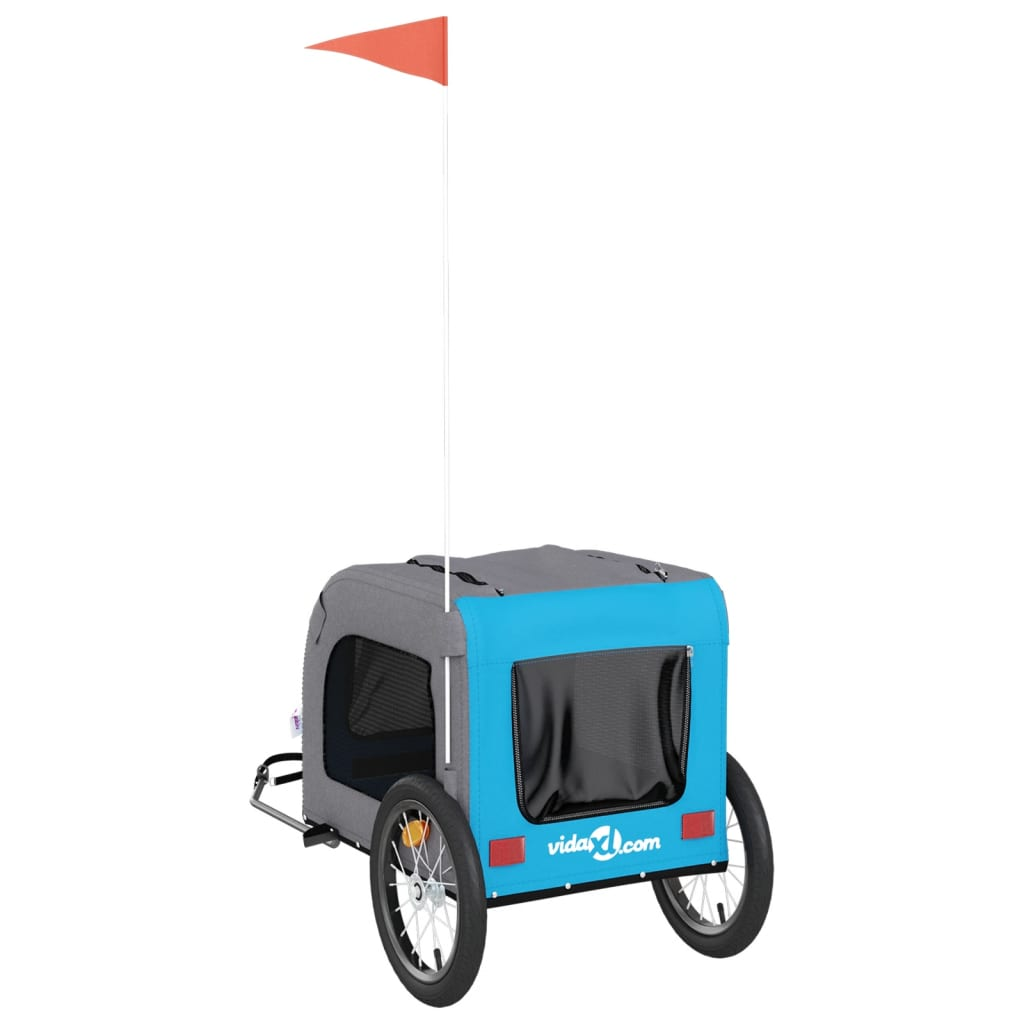 Glamorous Pups : vidaXL Pet Bike Trailer Blue and Grey Oxford fabric, Iron, PVC Small