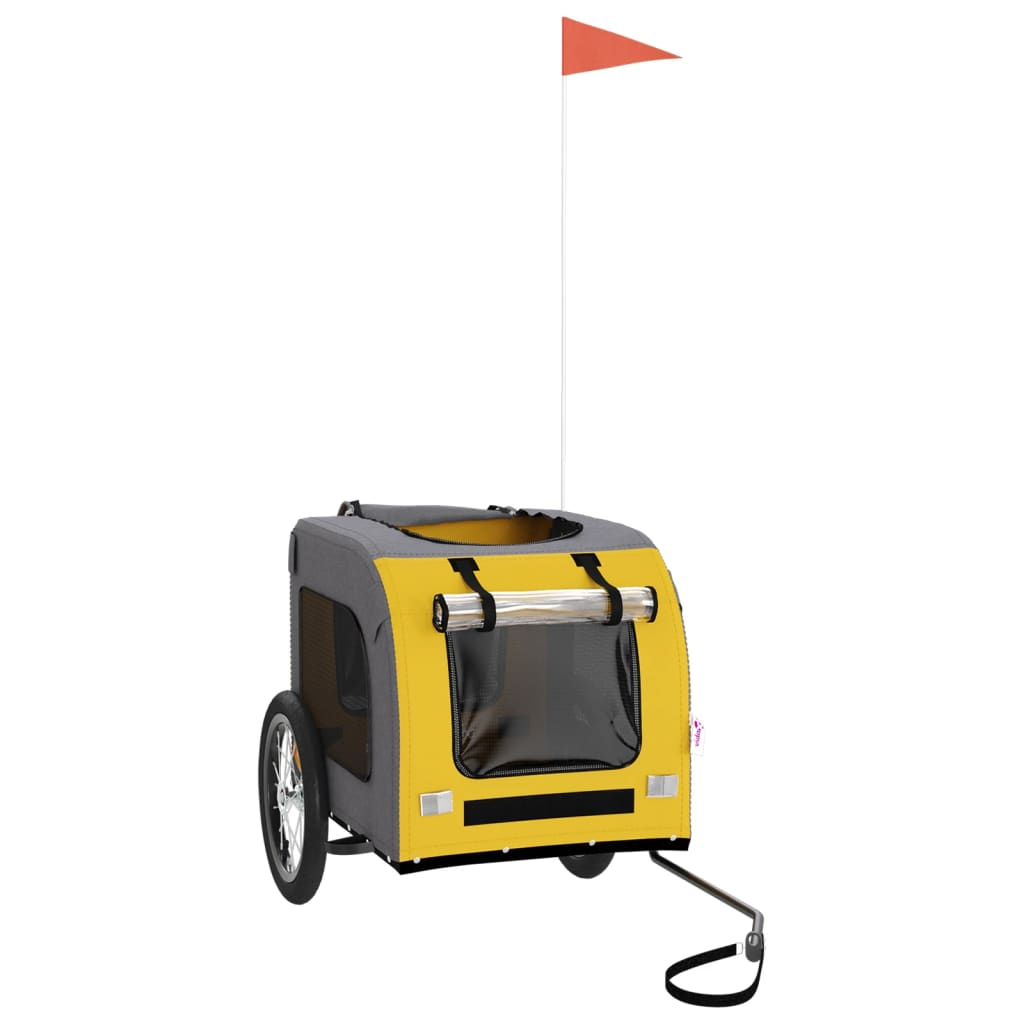 Glamorous Pups : vidaXL Pet Bike Trailer Yellow and Grey Oxford Fabric, Iron Small