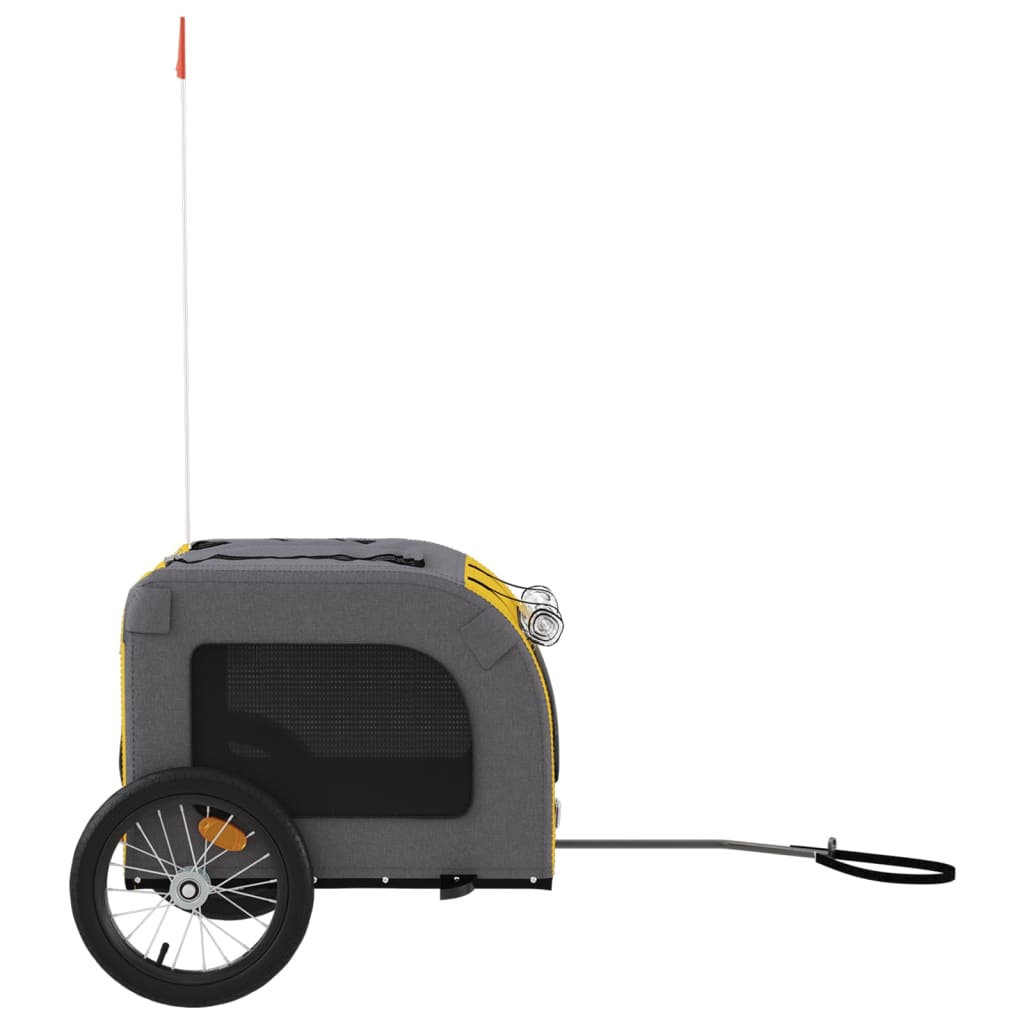 Glamorous Pups : vidaXL Pet Bike Trailer Yellow and Grey Oxford Fabric, Iron Small