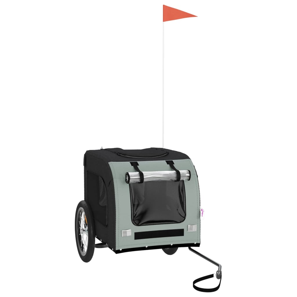 Glamorous Pups : vidaXL Pet Bike Trailer Black and Grey Oxford fabric, iron, PVC Small