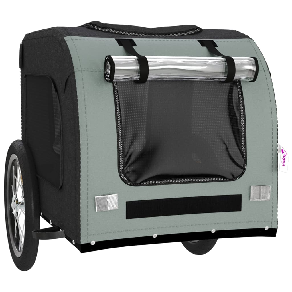 Glamorous Pups : vidaXL Pet Bike Trailer Black and Grey Oxford fabric, iron, PVC Small