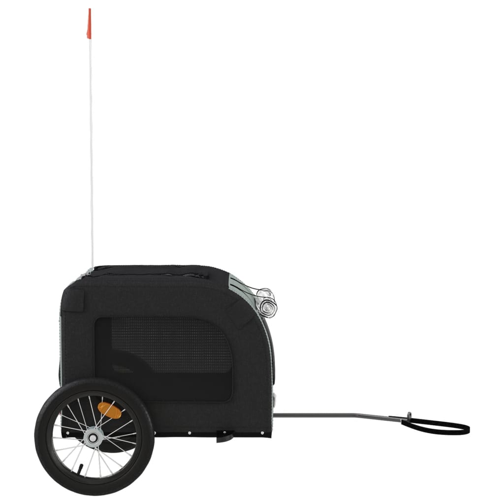 Glamorous Pups : vidaXL Pet Bike Trailer Black and Grey Oxford fabric, iron, PVC Small