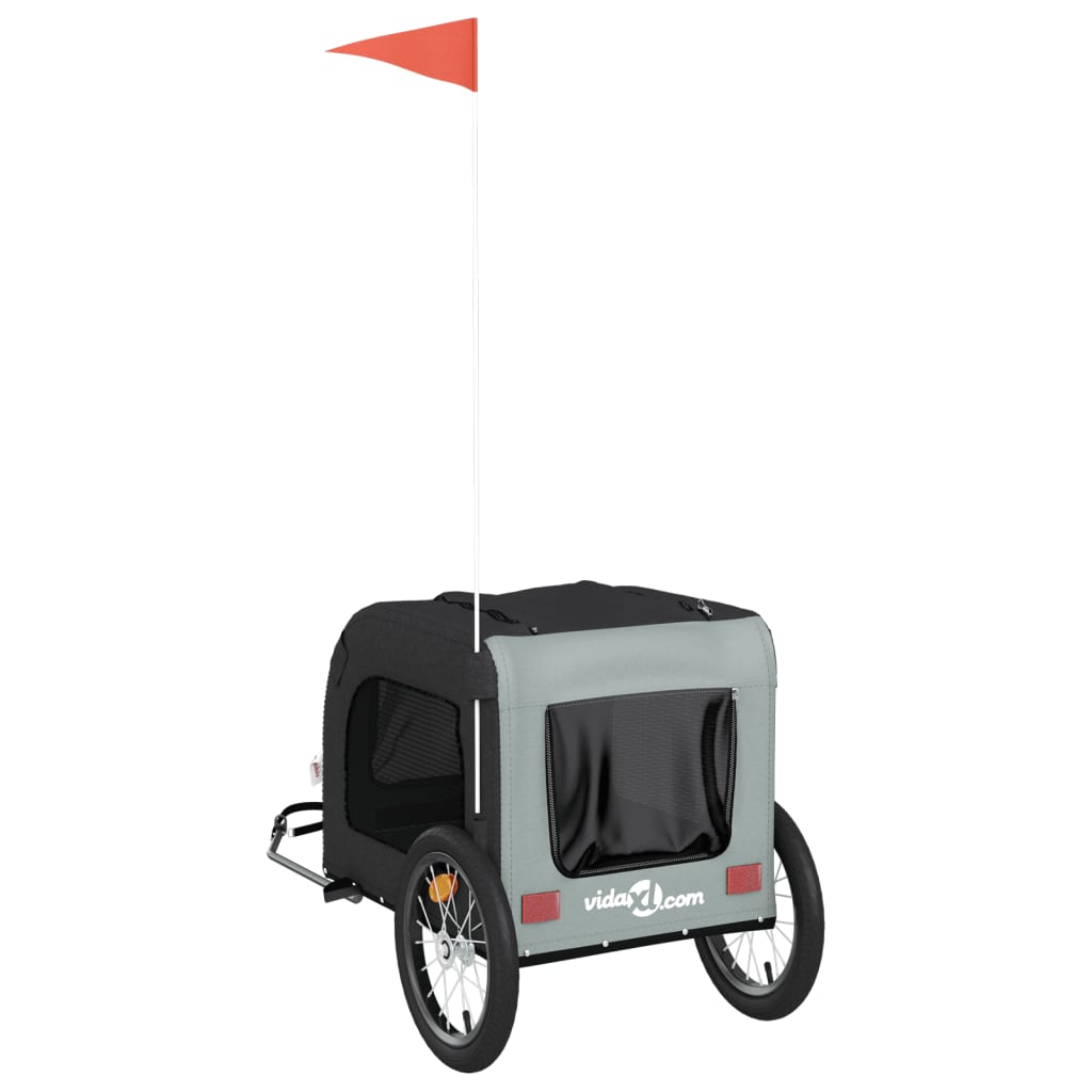 Glamorous Pups : vidaXL Pet Bike Trailer Black and Grey Oxford fabric, iron, PVC Small