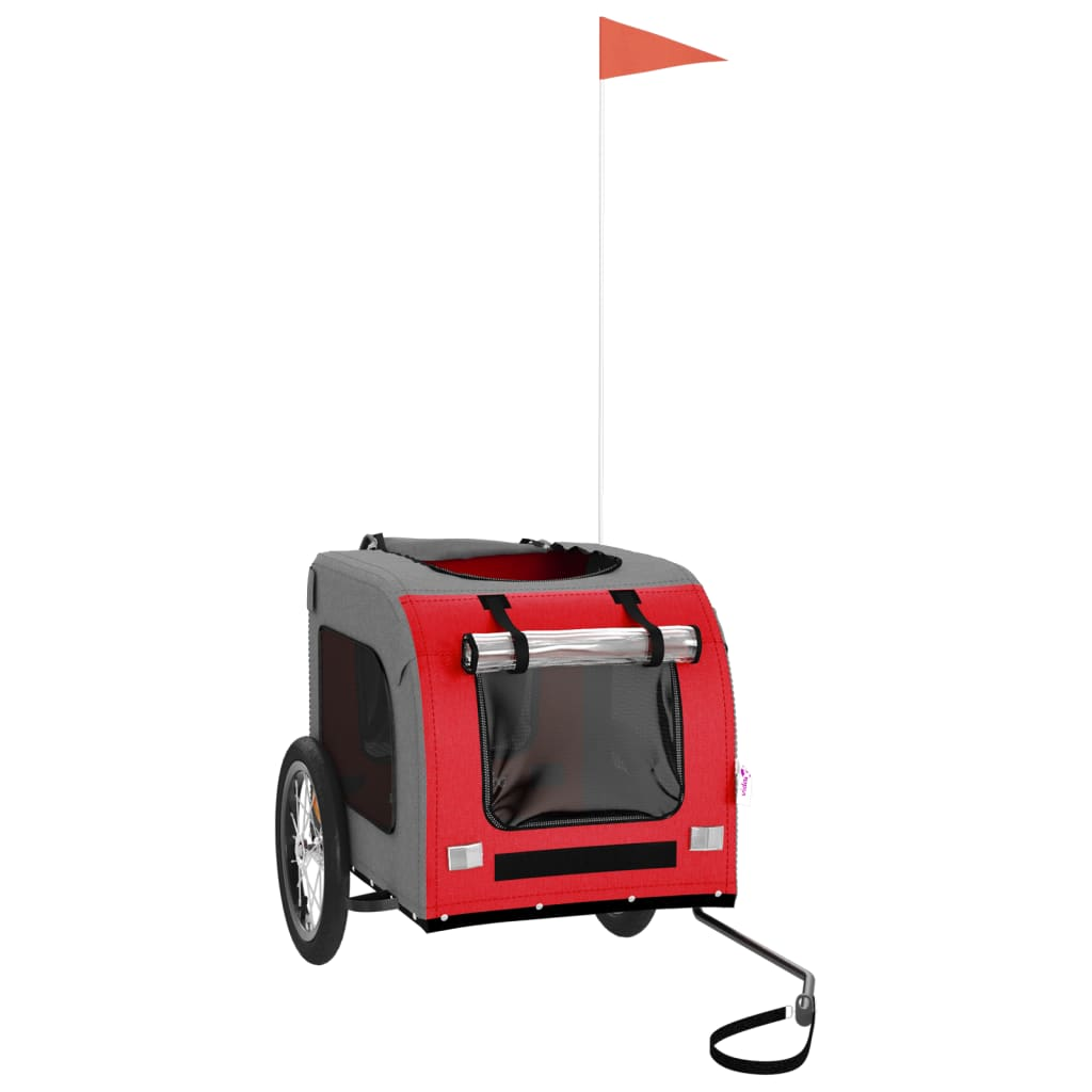 Glamorous Pups : vidaXL Pet Bike Trailer Red and Grey Oxford Fabric, Iron, PVC Small