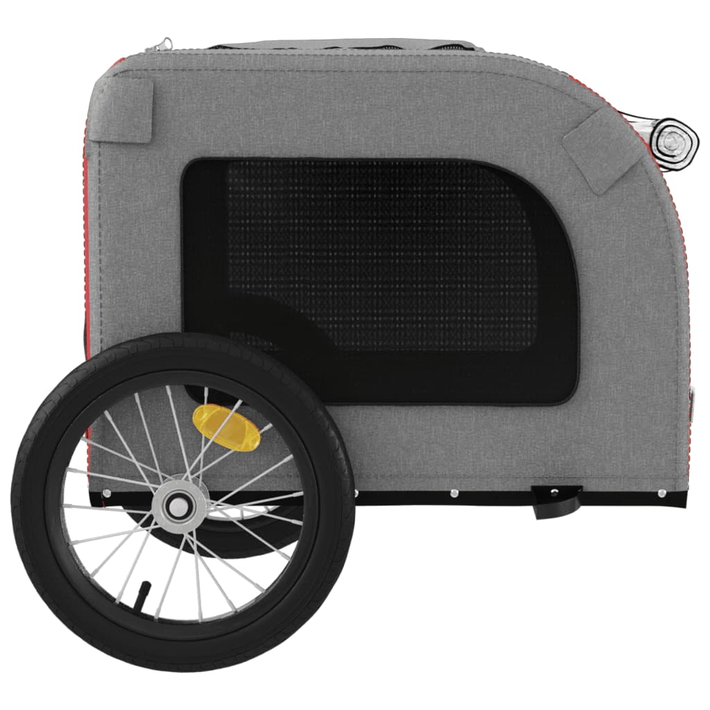 Glamorous Pups : vidaXL Pet Bike Trailer Red and Grey Oxford Fabric, Iron, PVC Small