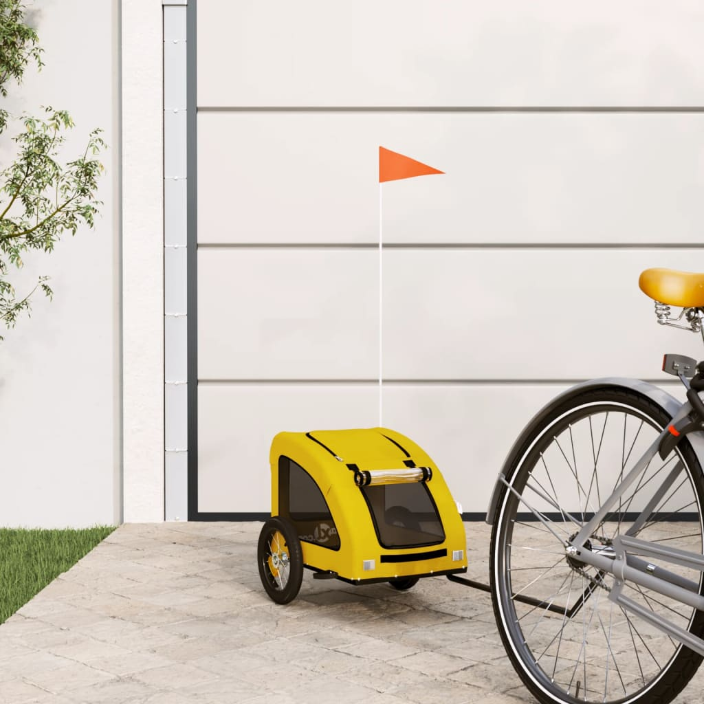 Glamorous Pups : vidaXL Pet Bike Trailer Yellow Oxford fabric, Iron, PVC Small