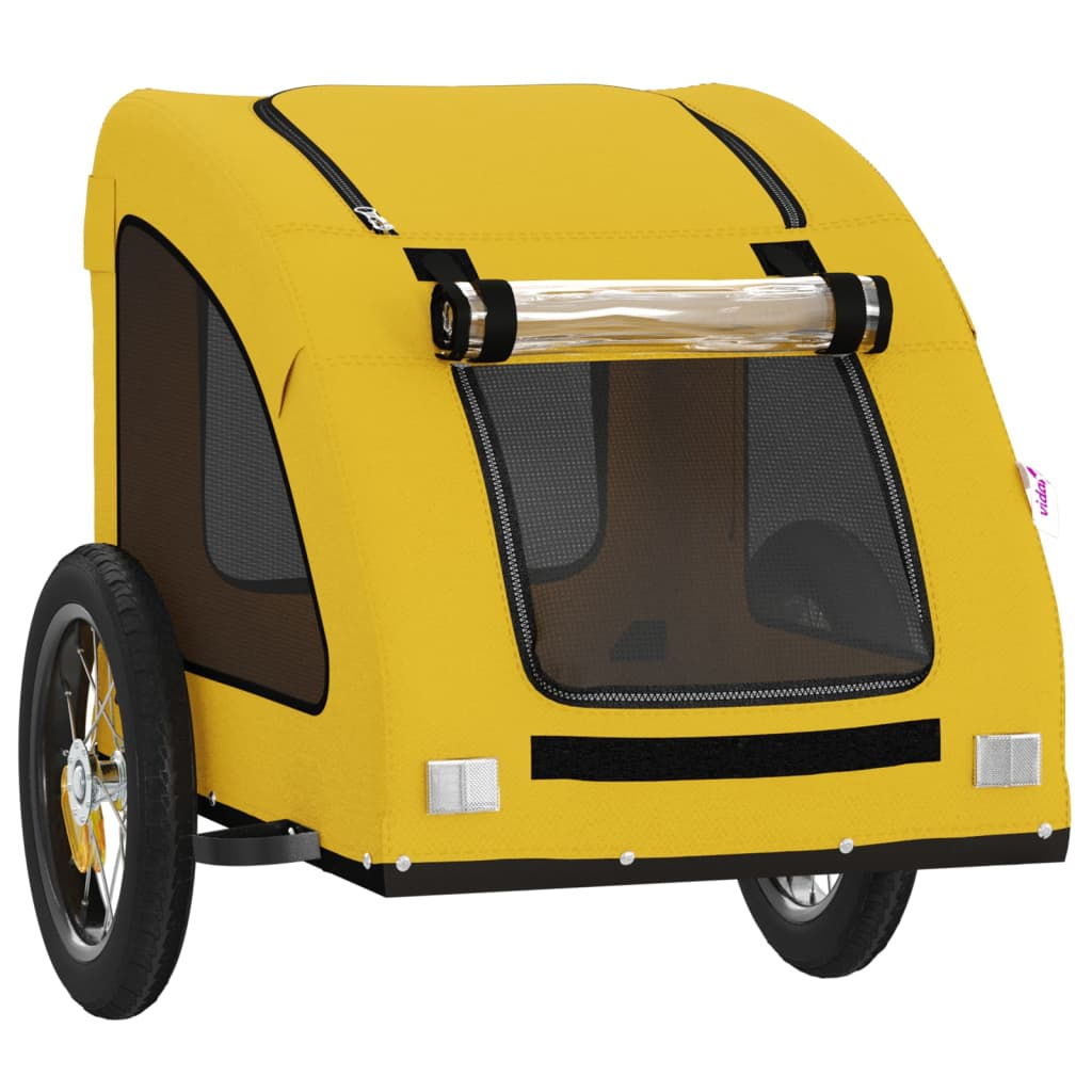 Glamorous Pups : vidaXL Pet Bike Trailer Yellow Oxford fabric, Iron, PVC Small