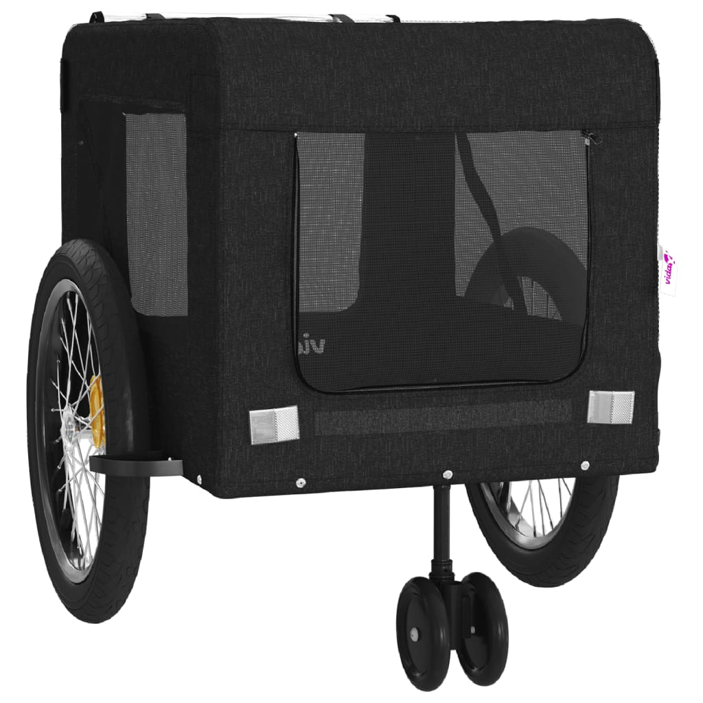 Glamorous Pups : vidaXL Pet Bike Trailer Black Oxford fabric Suitable for small breeds