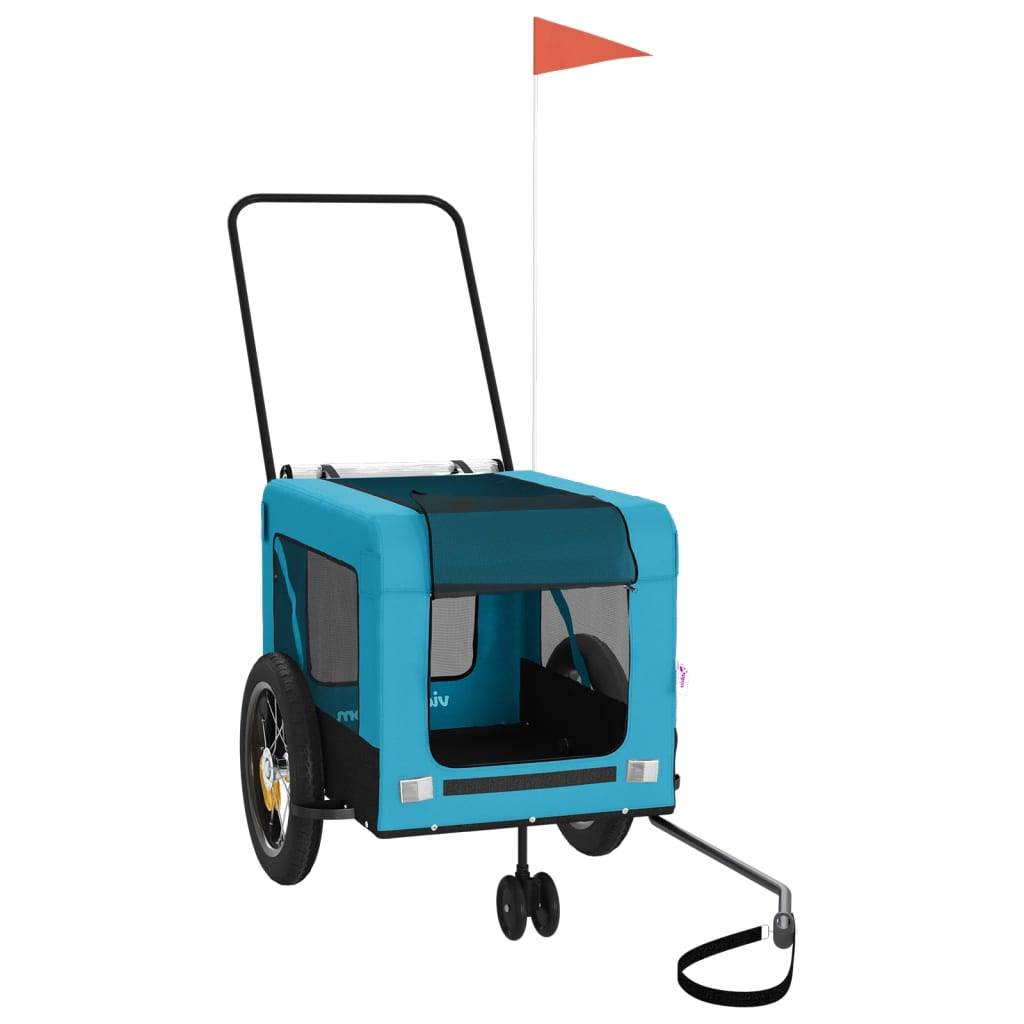 Glamorous Pups : vidaXL Pet Bike Trailer Blue and Black Oxford fabric, Iron, PVC Standard