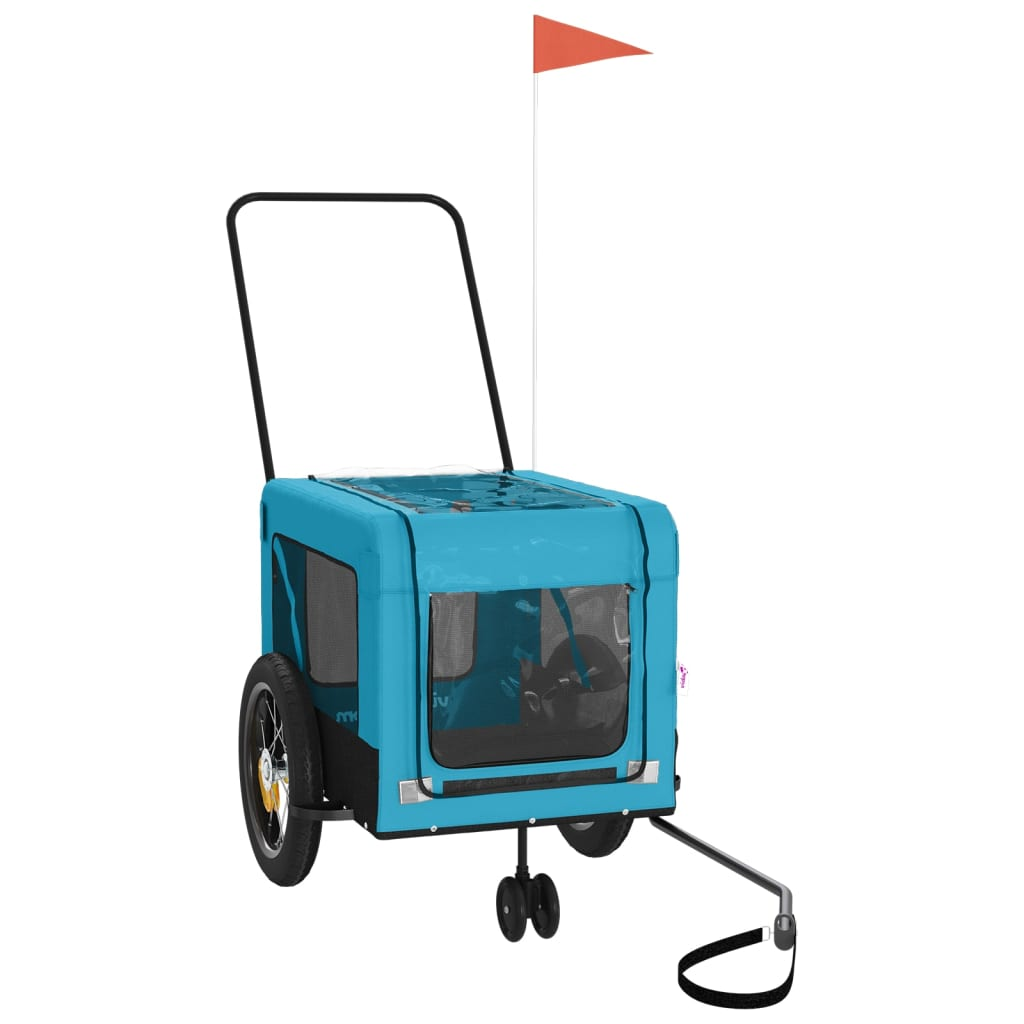 Glamorous Pups : vidaXL Pet Bike Trailer Blue and Black Oxford fabric, Iron, PVC Standard