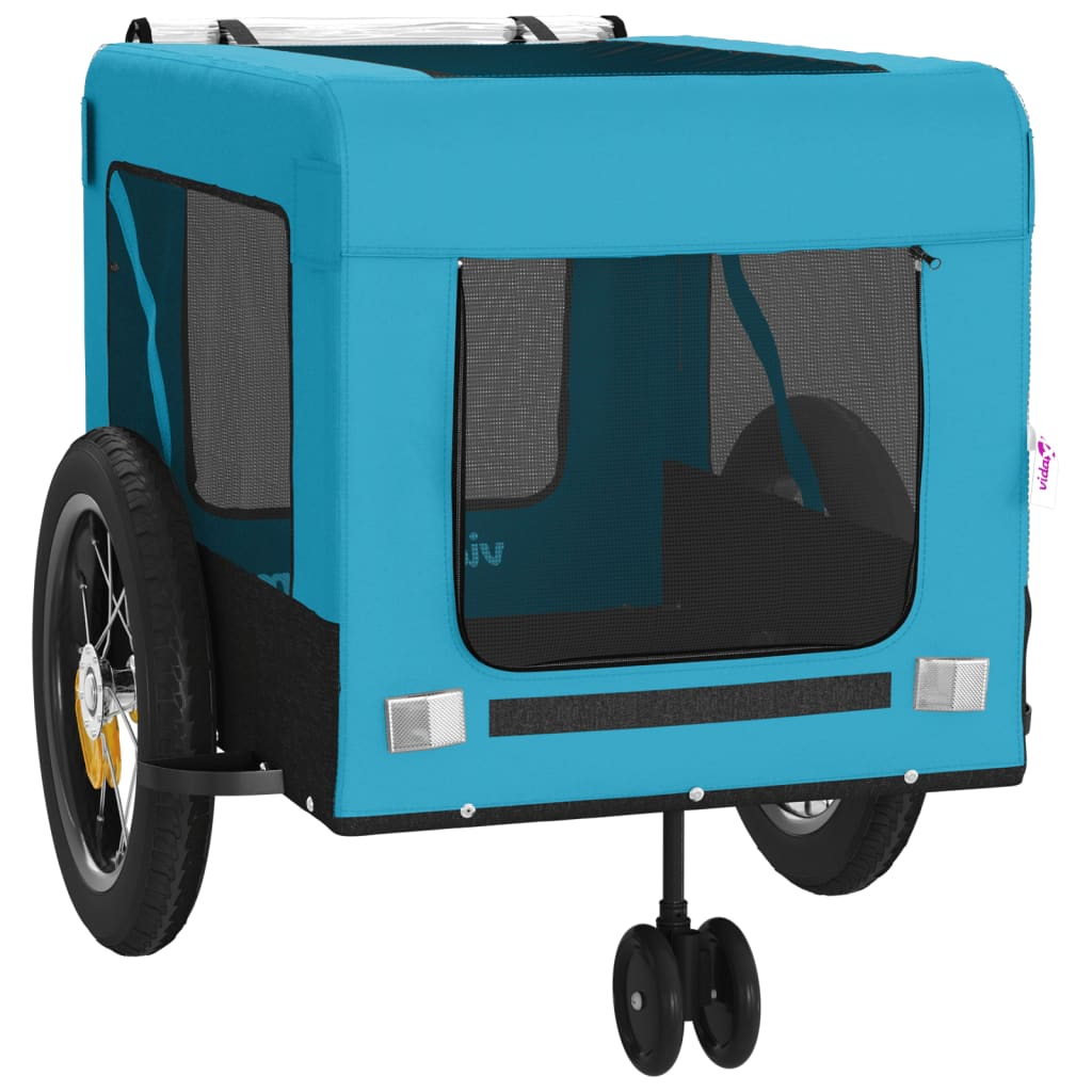 Glamorous Pups : vidaXL Pet Bike Trailer Blue and Black Oxford fabric, Iron, PVC Standard