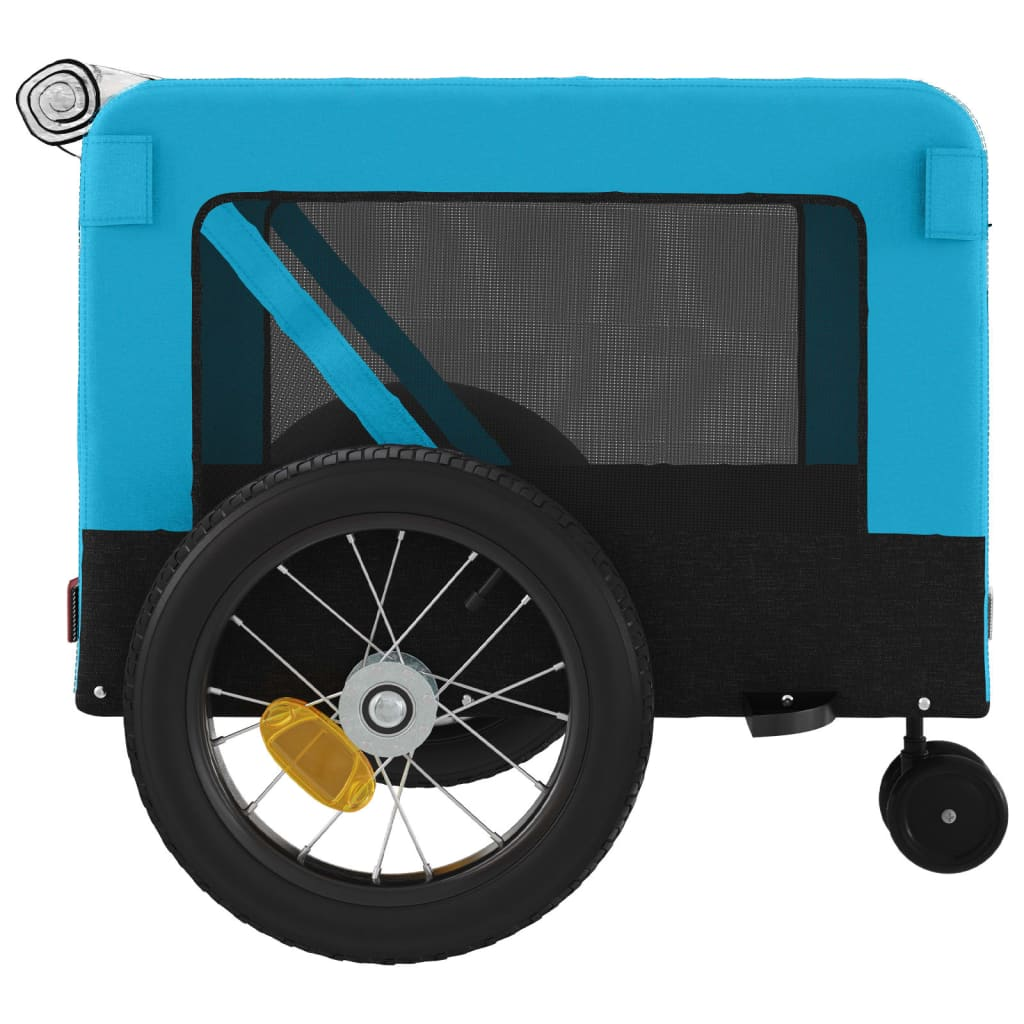Glamorous Pups : vidaXL Pet Bike Trailer Blue and Black Oxford fabric, Iron, PVC Standard
