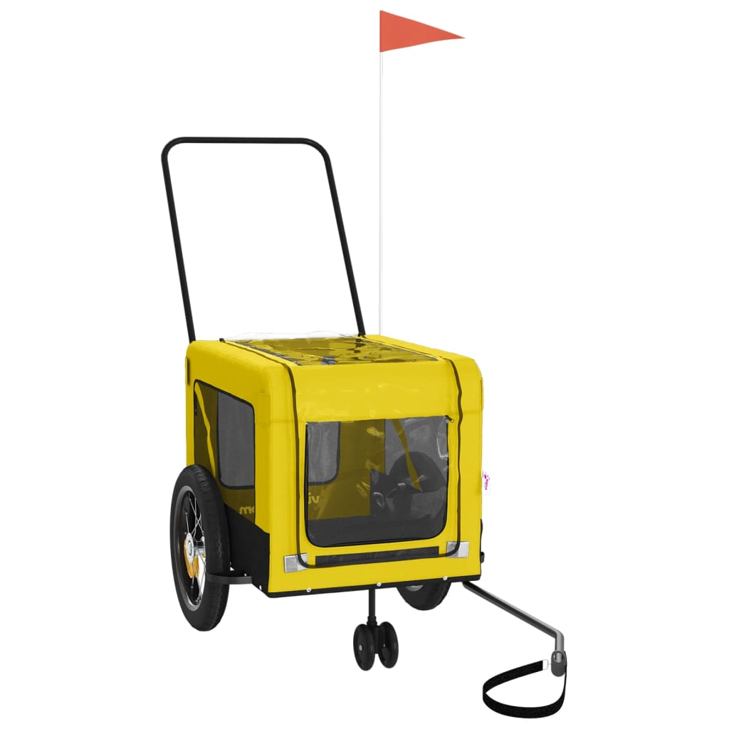 Glamorous Pups : vidaXL Pet Bike Trailer Yellow and Black Oxford fabric, Iron, PVC Durable